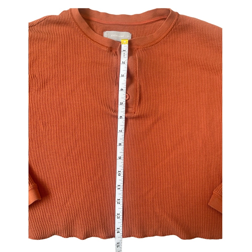 EVERLANE Waffle Long Sleeve Crop Shirt, Burnt Orange - XXS - Picture 9 of 13
